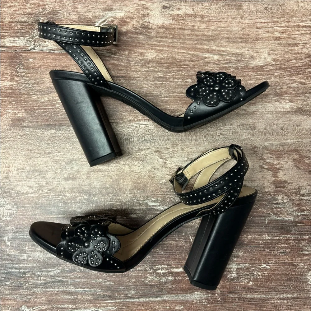 Circus by Sam Edelman | VGUC Black Merle Floral Studded Peek-A-Boo Heels, 9